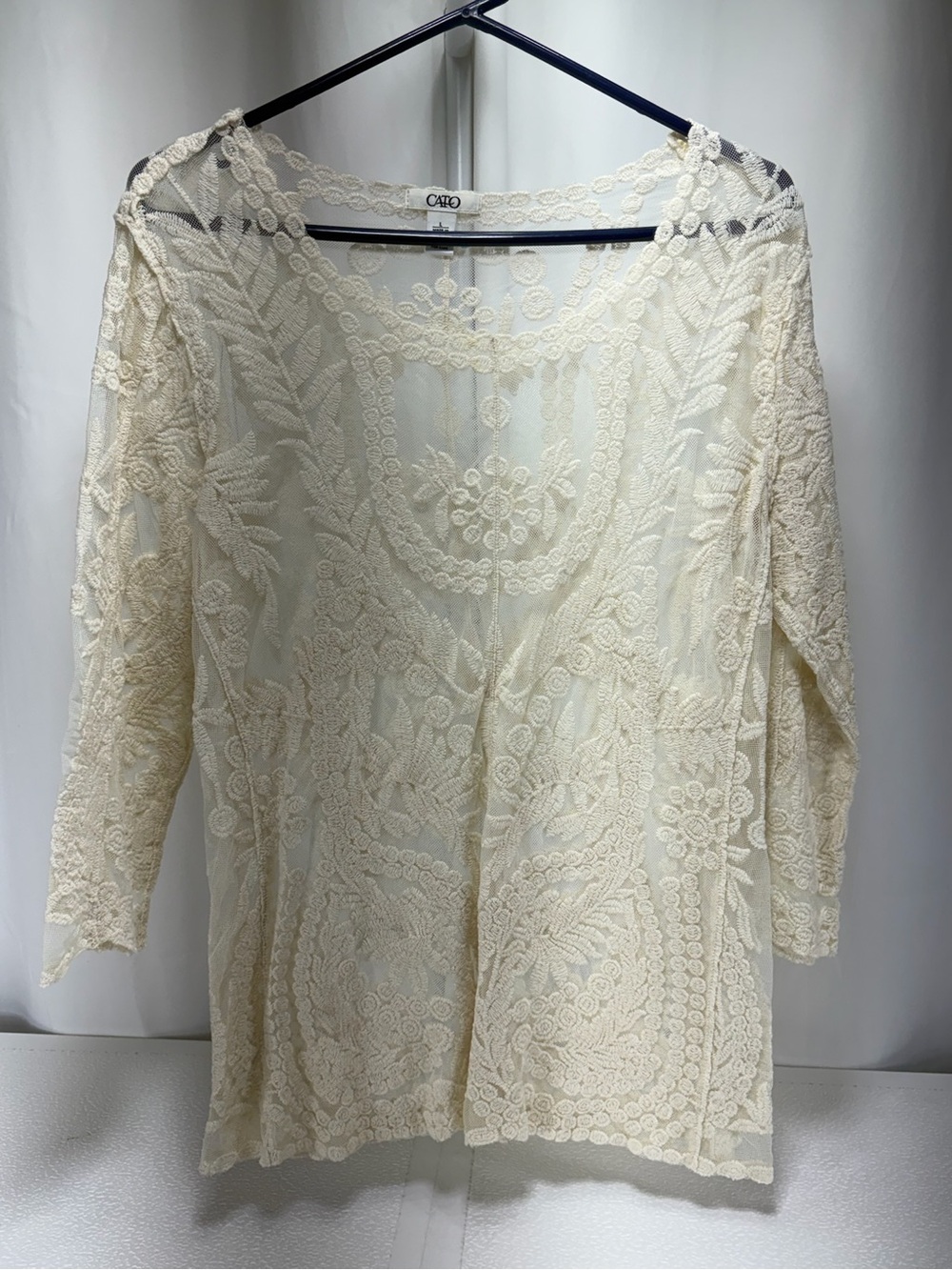 Cato Ivory Floral Crochet Tunic 4569